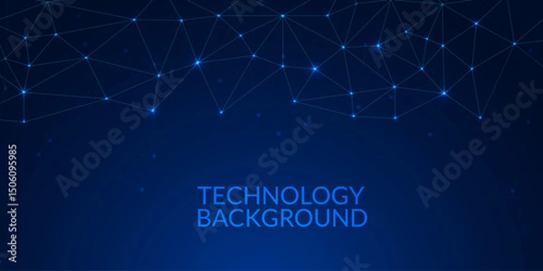 Fototapeta Futuristic Low Poly Technology Network Background Set – Blue Digital Mesh and Glowing Connections

