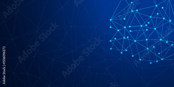 Fototapeta Futuristic Low Poly Technology Network Background Set – Blue Digital Mesh and Glowing Connections