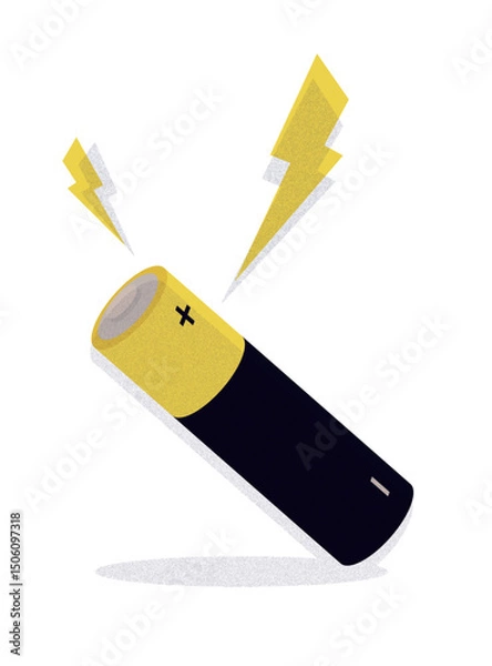 Obraz Vector illustration of a battery with positive terminal and stylized lightning bolts. Perfect for energy, power, electricity, technology and abstract concepts like potential, charge and innovation