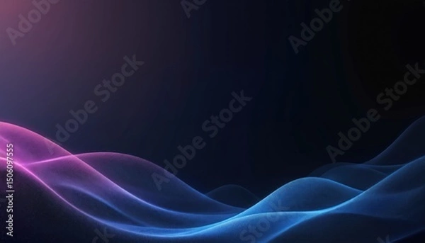 Fototapeta Abstract dynamic banner background. Blue purple colors gradient with noise effect. Website page header design with modern digital flow. Minimalist background for tech, business, presentation, web,