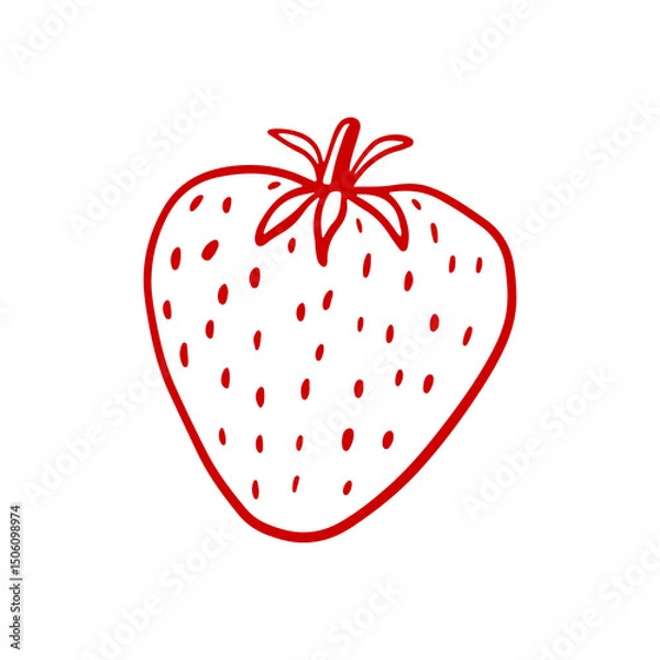 Obraz Hand-drawn strawberry design. Red berry sketch . Design doodle element