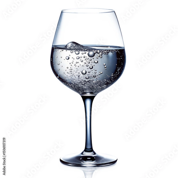 Fototapeta Wine Glass with Water Drops Isolated on Transparent Background