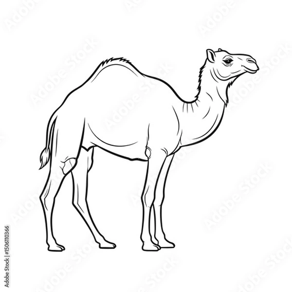 Fototapeta Camel Outline Illustration, Desert Animal Vector