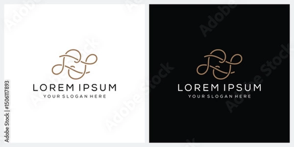 Fototapeta initial letter SS line art logo design graphic, gold symbol vector icon concept