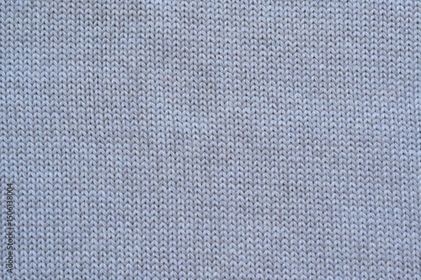 Fototapeta Macro texture of gray wool crochet sweater as background, close-up of purple crochet front surface, texture of woolen wool, crochet front surface	
