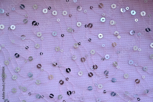 Fototapeta pink fabric with streaky sequins as a background, pink mesh fabric as a background	
