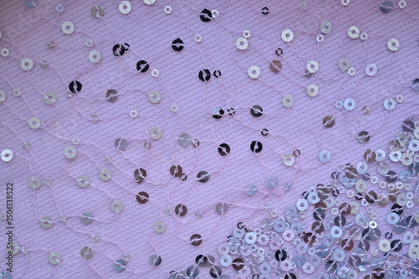Fototapeta pink fabric with streaky sequins as a background, pink mesh fabric as a background	
