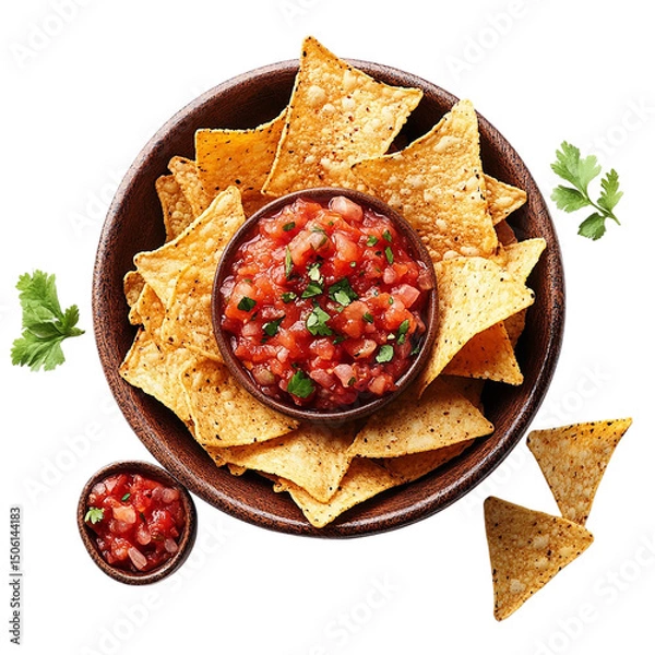 Fototapeta Tortilla Chips with Salsa isolated on transparent background