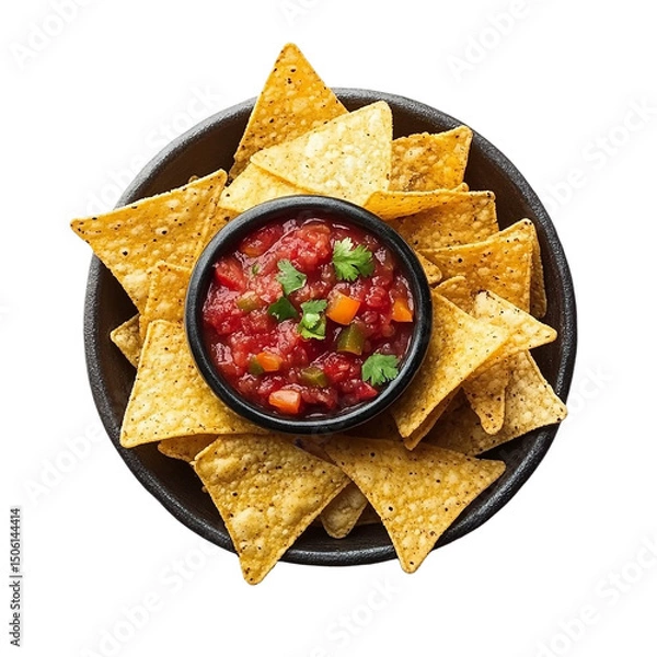Fototapeta Tortilla Chips with Salsa isolated on transparent background