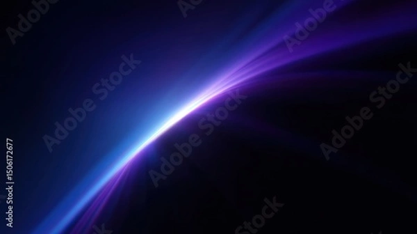 Fototapeta Abstract Universe: Vibrant Blue and Purple Cosmic Rays, Glowing Energy, Digital Fantasy Art, Dark Night Sky Background, Shiny Starry Wallpaper, Gradient Texture, Space Design