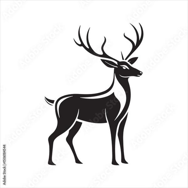 Obraz white tailed Deer silhouette vector