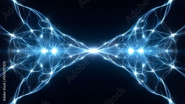 Fototapeta A mesmerizing display of electric impulses and light beams creating a stunning abstract pattern, showcasing the beauty of technology and innovation in a digital world.