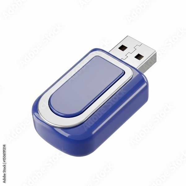 Fototapeta Blue Usb Flash Drive for Data Storage and File Transfer