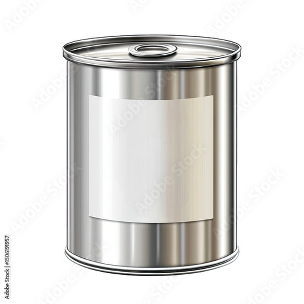 Fototapeta A Silver Tin Can With A Blank Label For Packaging