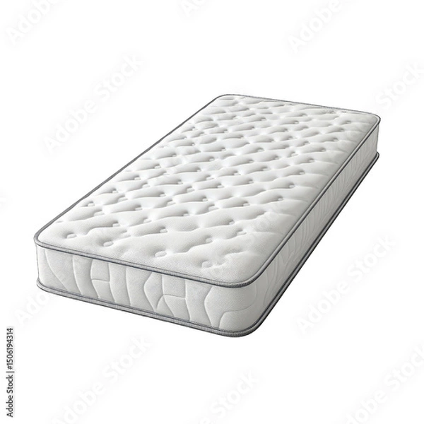 Fototapeta A White Mattress With A Grey Trim Sits On A Transparent Background The Mattress Has A Quilted Pattern On The Top