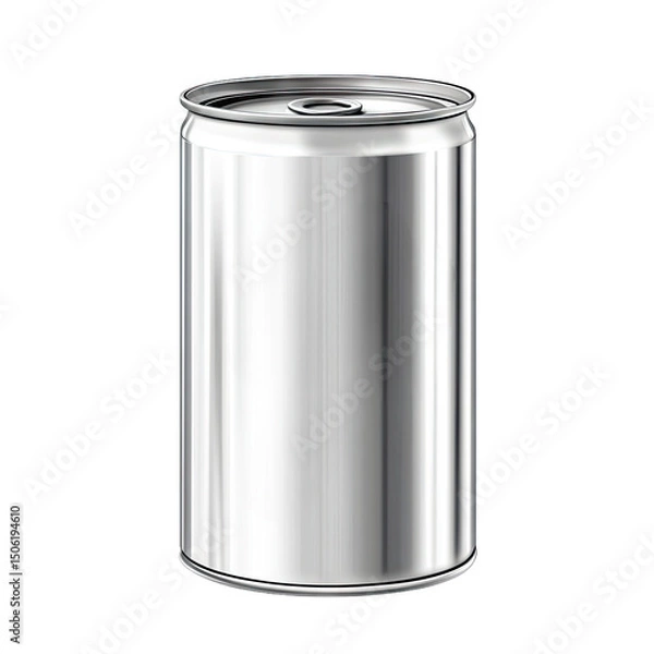 Fototapeta A Single Clean Silver Aluminum Can With A Pull-tab On A Transparent Background The Can Is A Standard Size With A Smooth Reflective Surface