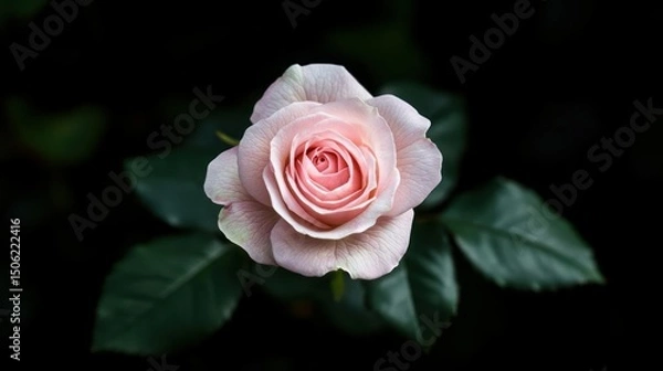 Fototapeta Elegant Light Pink Rose Bloom on Dark Background