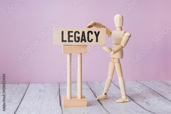 Fototapeta Legacy. Yellow speech bubble with word. Miniature human figures