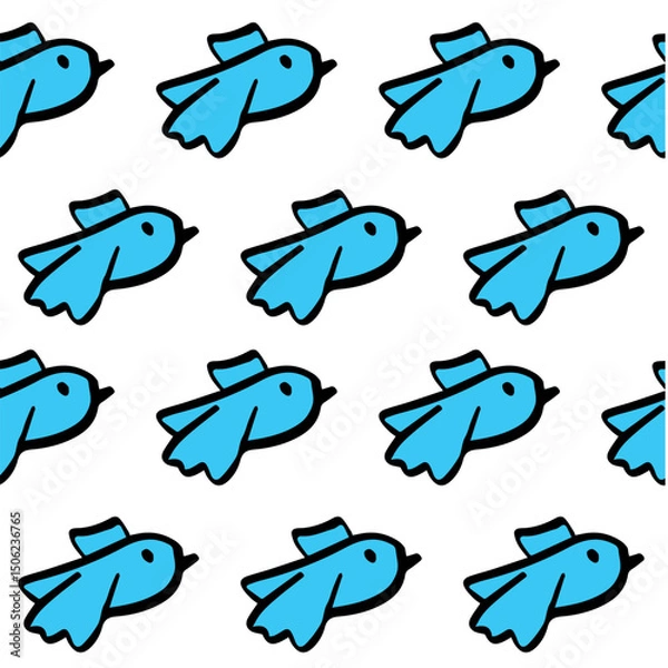 Fototapeta cute birds doodle seamless pattern