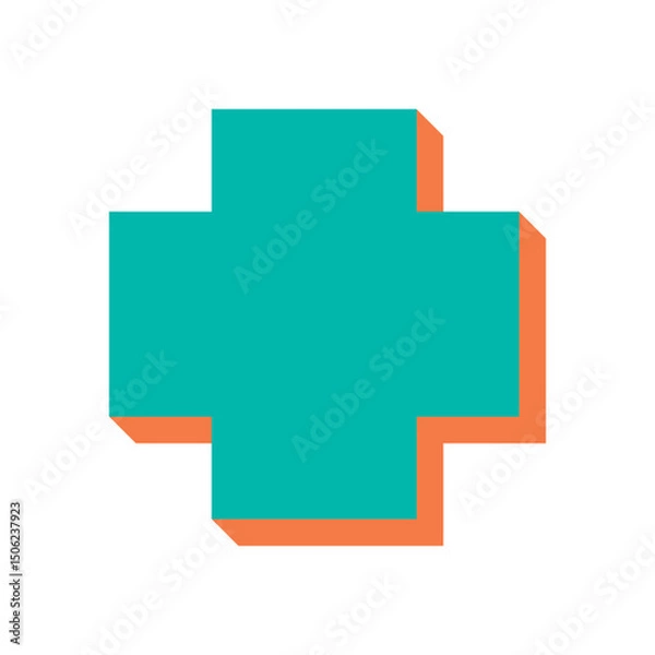 Obraz Bold geometric abstract shape. Flat icon and figure in brutalist style. This symbol features modern elements and shadows, ideal for contemporary art design projects.