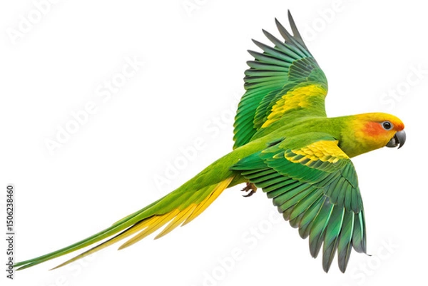 Fototapeta Parakeet bird flying isolated on transparent background
