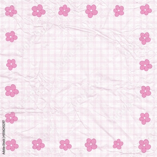 Fototapeta Cute flower frame square grid illustration picture background