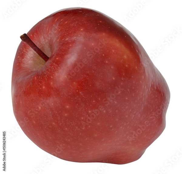 Obraz One red apple with stem, with light spots