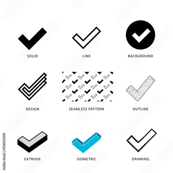 Fototapeta Each check mark icon has its own creative design, and each design can meet the needs of different jobs.