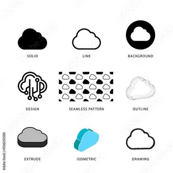 Fototapeta Each Cloud Computing icon has its own creative design, and each design can meet the needs of different jobs.