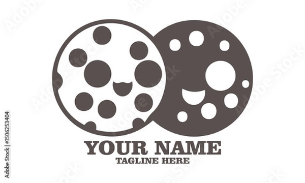 Fototapeta Chocolate chip cookie character vector illustration and Chocolate chip cookie character logo icon with white background