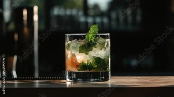Fototapeta Refreshing Mojito Cocktail with Mint and Lime