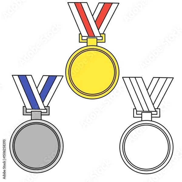 Fototapeta Set medal design vector illustration,set medal image,set medal vector stock,set medal design on white background 