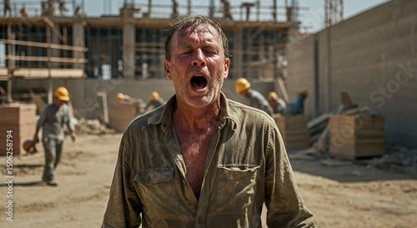Obraz Exhausted Construction Worker