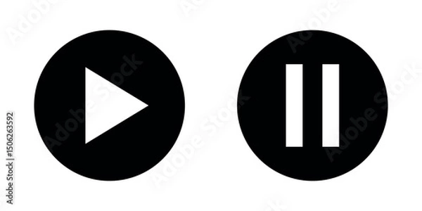 Obraz play and pause button icon. music player icon. media player icon. audio and video player. play and pause icon for app, ui and website. vector illustration on transparent background. 