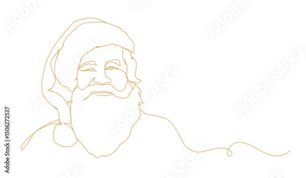 Obraz Continuous one line art drawing a santa claus giving a thumbs up design vector illustration.
