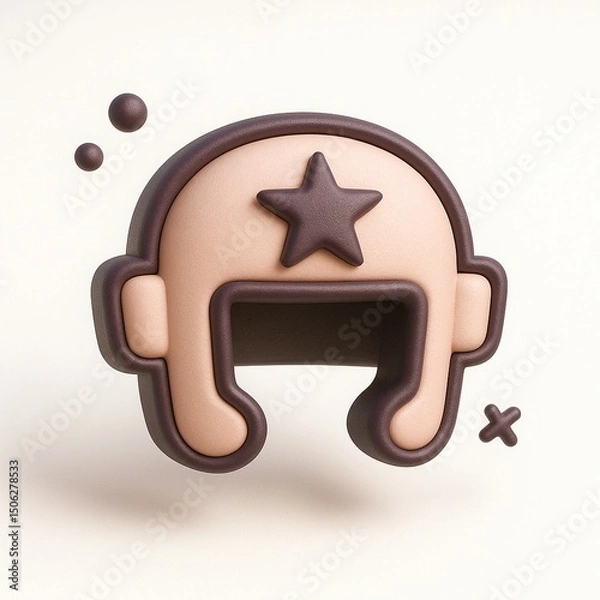 Fototapeta 3D render of a brown and tan hat with a star, perfect for Westernthemed designs or fashionrelated content creation projects.