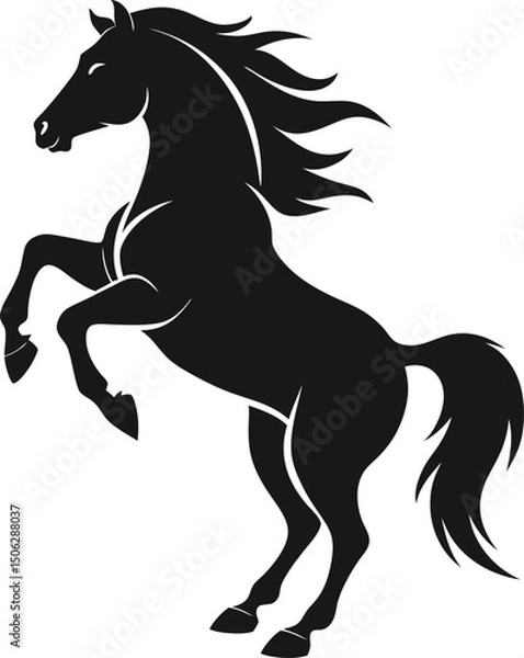 Obraz Powerful black silhouette of a rearing horse