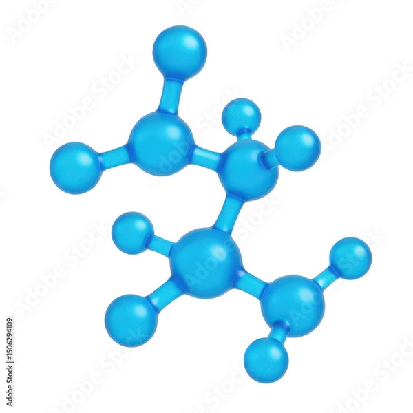 Fototapeta A blue molecule with a blue stem and a blue head. The molecule is surrounded by other blue molecules