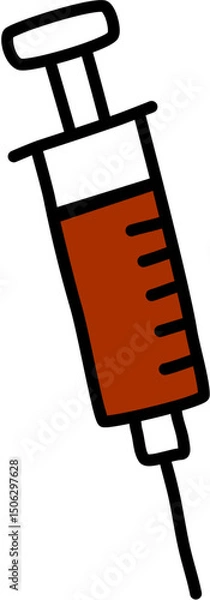 Obraz Cartoon syringe with red liquid