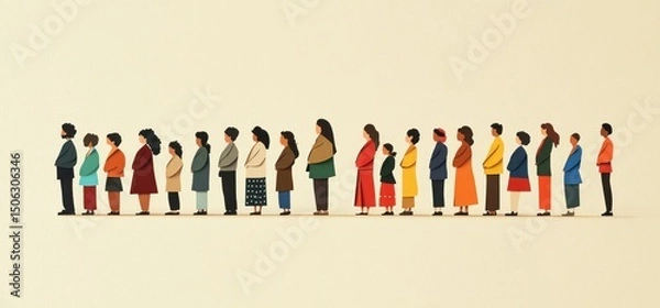 Fototapeta Diverse People in a Line: Unity, Equality, and Community