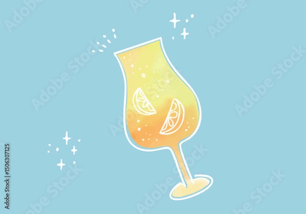 Obraz 柑橘の入った炭酸ドリンクのイラスト