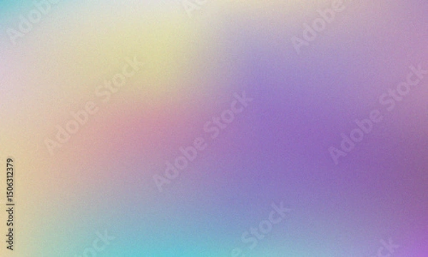 Fototapeta Pastel colored with White Gradient Blurred with Grainy Noise Texture background. Abstract pink, purple, blue, yellow, and teal colorful design.