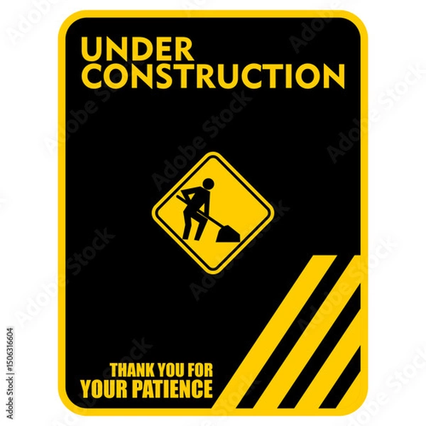 Fototapeta Under Construction, Thank you for your patience, poster vector