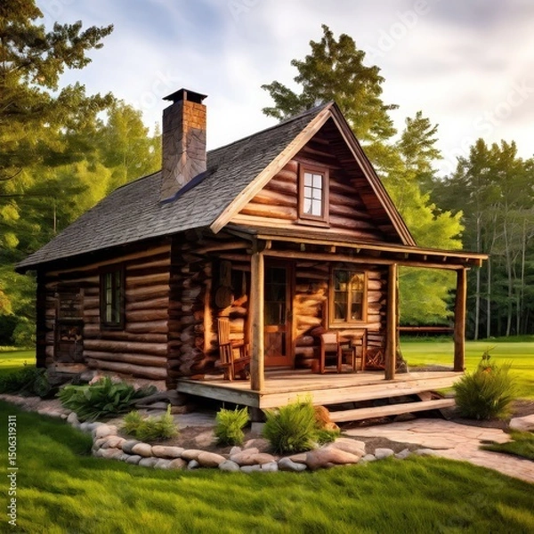 Fototapeta an AI Image Generator, Asian Architecture with Courtyard and Garden Landscaping