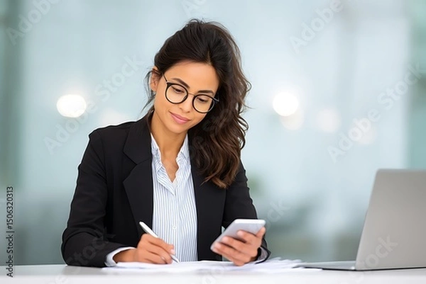 Obraz Female consultant preparing digital tax return