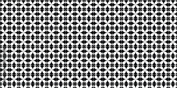 Obraz Seamless Black and White Geometric Floral Pattern, Abstract Modern Interlocking Circle Repeat Background, Minimalist Optical Illusion Design with Petal Shapes.