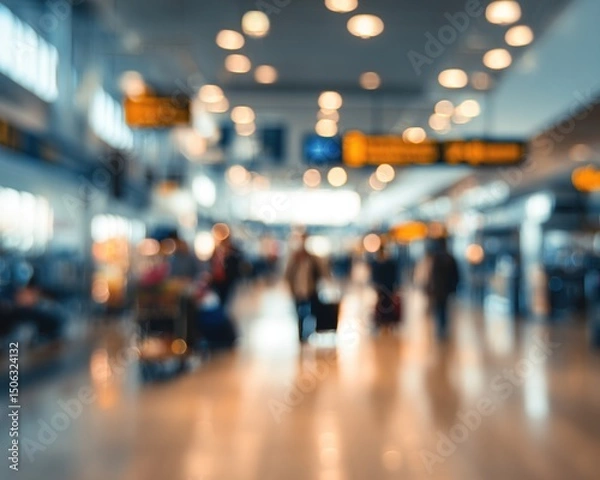 Fototapeta Airport Terminal Blurred Crowd. (1)
