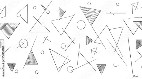 Obraz Abstract geometric shapes in single line art