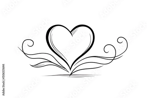 Obraz one-line heart with swirling ribbons