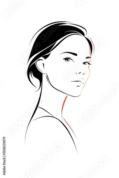 Obraz Artistic line drawing of woman's glowing face with smooth skin